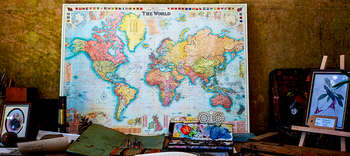 Dolmetschen Abbildung einer Weltkarte.