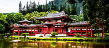 Japanologie Abbildung eines japanischen Tempels.