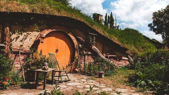 Ausschnitt des Hobbit-Hauses in Neuseeland.